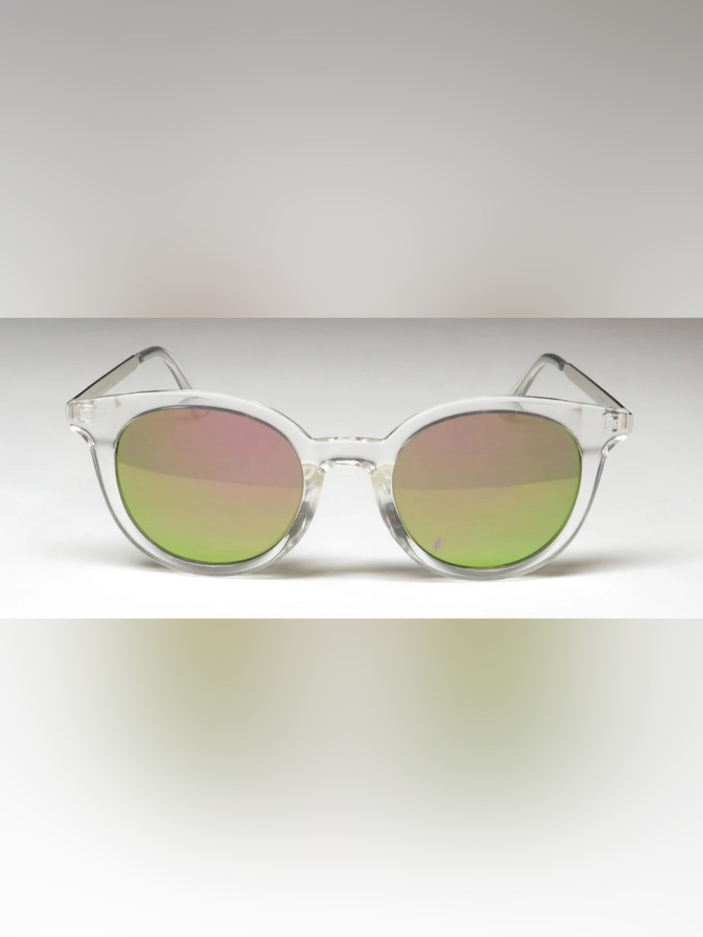 Oscar de la renta Clear Frame Round Sunglasses Mirrored Lenses